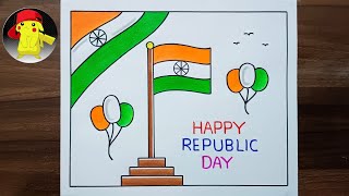 Republic Day Drawing / Republic Day Poster Drawing / How to Draw Republic Day / 26 January Drawing