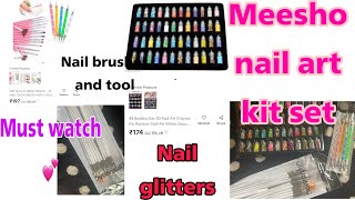 MEESHO NAIL ART KIT SET / NAIL ✨ GLITTERS AND NAIL ART BRUSHES AND TOOLS / MUST WATCH #viralvideo