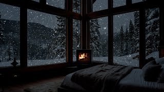 Deep Sleep with Fireplace Sounds Winter┇Snow┇Snow Storm and Wind Sound For Sleep