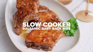 Slow Cooker Balsamic Baby Back Ribs