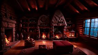 Cozy Winter Cabin Ambience With 3 Fireplace and Snowstorm Sounds