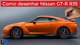 NISSAN SKYLINE GT-R R35 como desenhar (Aula passo a passo com dicas para iniciantes)