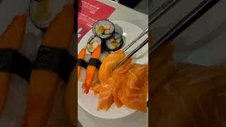 Salmon sushi mukbang