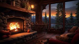 3 HOURS of Relaxing Fireplace Sounds: Stunning Mountain Views from a Cozy Cabin | Resting Area