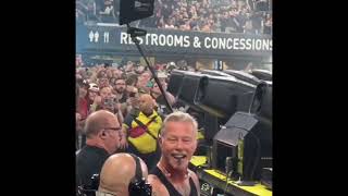 James Hetfield before going on the stage smoking cigar in East Rutherford, New Jersey - Night 1