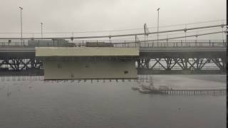 Tamar Bridge, between Devon and Cornwall, filmed from a train on the Royal Albert bridge