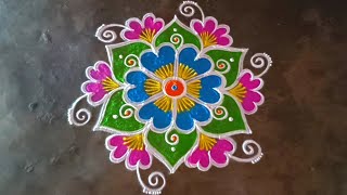 mahashivratri maasimadham beautiful flowerkolam#trending #rangoli/colorrangoli/gokulramyakolangal