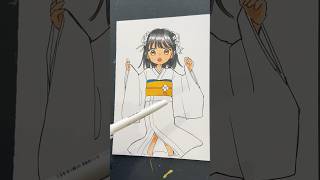 色の変わるペンでイラスト描いてみた！　#shorts #art #artwork#satisfying #kimono #colorchange