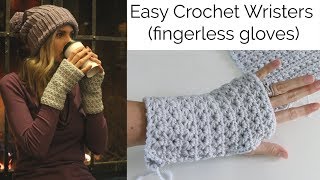 Beginner Crochet Wristers (Fingerless Gloves) - Easy!