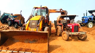 Jcb 3Dx Eco Machine Loading Red Mud in Massey 1035 and Massey 241 Tractor with Trolley | Jcb Video