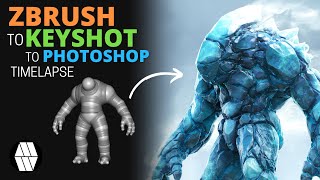 ZBrush to Keyshot to Photoshop Timelapse - 'Ice Golem' Concept