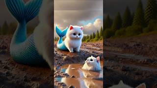 Mermaid cat saves a cat in a mud pond 😱😹 #cat #catlover #ai #aicat #cutecat #catvideos #cuteacademy