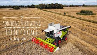 Soothing and relaxing (long video) drone footage of a combine harvester, to aid sleep