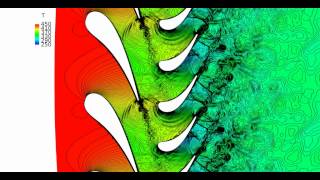 Large Eddy Simulation of the high pressure MT1 stage (AVBP-CERFACS).