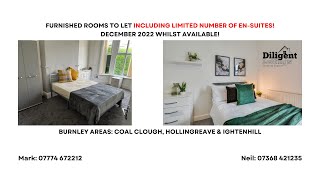 Rooms to Let Burnley Property Management inc 1 En-suite - Lovely Furnishings - Dec 2022!