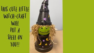 Make this adorable little witch from clay pots!