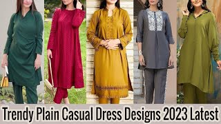 Latest simple plain designs|| casual dress Pakistani|| new style 2023