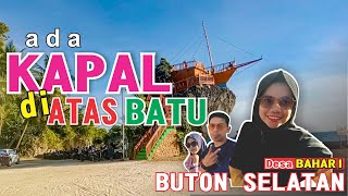 REPLIKA PERAHU LAYAR DI ATAS BATU KARANG || wisata ratu empat pantai lagunci DESA BAHARI