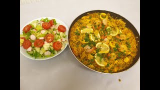 Paella facile au poulet et fruits de mer  اسهل طريقة لعمل البايلا