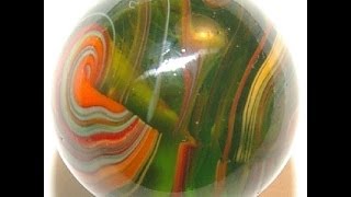 Christensen Agate Co  Green Based Transparent Submarine & Akro Sparklers ~ Toy Marbles