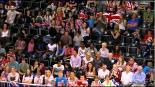 Overexcited child at volleyball GBR vs DOM