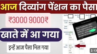 आज दिव्यांग पेंशन का पैसा खाता में आ गया | ₹3000 9000₹ सभी को मिले | कब आएगी दिव्यांग पेंशन