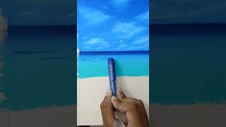 How do draw a turquoise beach with Mungyo soft oil pastels, tutorial #shorts #oilpastel #beach