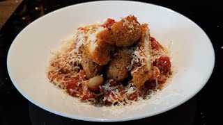 Butter Beans In A Rich Tomato Sauce Topped With A Spice Crumbed Chicken | Perfect, Simple Food