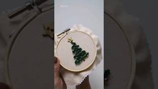 Stitch a Christmas tree with me using Turkey Stitch #embroidery #embroiderydesign #christmas