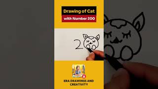 Drawing a Cat Using the Number 200 🐱 | Easy Drawing | Drawings by Era #easydrawingguide