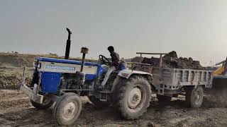 Swaraj 735fe Stuck on Trolley push by Jcb 3dx