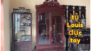 tủ luois tân cổ điển đục tay thủ công hàng đẹp gỗ gụ