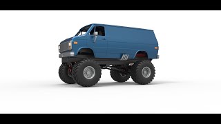 3D printable Monster Truck Van Version 2 Scale 1:25 3D model view