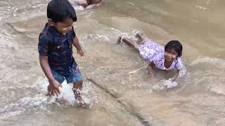 Bathing with Rain Madugu water from village....