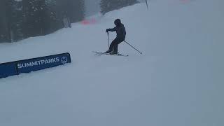 Hugo going off the ski jump at Snoqualmie