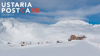 Postcard from the Sennes Natural Park in winter cover · Dolomites