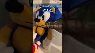 Sonic’s water drinking time #plush #sonic #water #meme