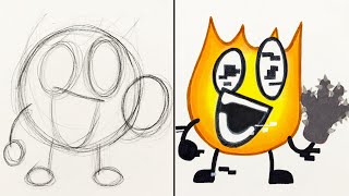 How To Draw and Paint [BFDI-Firey] - Friday Night Funkin