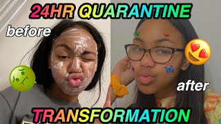 WATCH ME GLOW UP// 24 HOUR QUARANTINE TRANSFORMATION|| *fail* || cleaning/workout/skincare/etc!