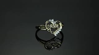 Mom Heart Ring With Diamond Accents In 10k Gold