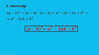 Algebra: nevezetes azonosságok