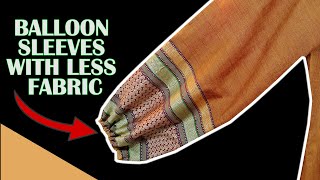 SLEEVE cutting ideas with LESS CLOTH ✅ BALLOON SLEEVE | cutting and stitching with less fabric