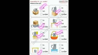 Worksheet of preposition #preposition :in/on/under