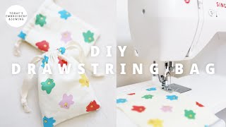 DIY drawstring bag tutorial, sewing projects, sewing for beginners (SEW EASY)