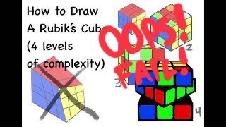 How to draw a Rubik’s cube (4 levels of complexity). (WATCH MR. PECK MAKE A MISTAKE!!!)