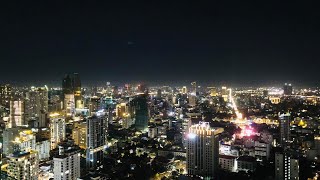 Phnom Penh city view at night from the skyscraper