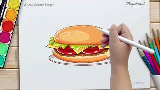 How To Draw A Bacon Cheese Burger