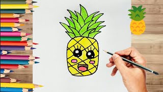 رسم اناناس كيوت 🍍 رسم للاطفال / رسم كيوت وجميل / رسومات للاطفال / تعليم رسم للاطفال