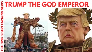 TRUMP THE GOD EMPEROR OF THE UNIVERSE.... NOTICE THE ALL SEEING EYE ON THE SWORD & OTHER SYMBOLOGY