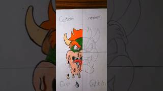 Drawing✨bowser✨in 4 different styles👀!part 2 #shorts #trending #viral #mario